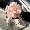 Pink organza pull bow decoration for wedding car side mirror and gift wrapping - 10 Strands Pack / Pastel Pink