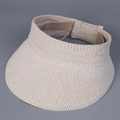 Close-up of beige knit sun visor showing detailed breathable weave and elastic strap - M (56-58cm) / Beige