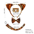 Tiger costume set with plush ears headband, bow tie, tail, and face tattoos for kids - Tiger 4-Piece Set (Headband+Face Sticker+Bowtie+31cm Tail)