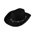 Black western cowboy hat featuring a four-row sparkling rhinestone band on a clean white background - 58cm One Size / Black Base Black Rhinestone