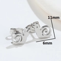 Minimalist snail shaped stainless steel stud earrings for women measuring 11mm by 6mm - 512 Steel (Snail)