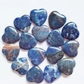 Polished heart-shaped blue natural stones with unique grey and brown marble texture - Blue Sodalite