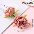 Five pieces of vintage pink faux silk rose heads for DIY wedding and cake decoration - Velvet Small Simulation Rose / Dusty Pink