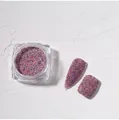 Macro shot of colorful nail glitter powder in a jar with textured sand finish nail tips - Nail Woolen Powder 05#