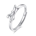Minimalist S925 sterling silver bow knot open adjustable ring with engraved silver hallmark - FDJZ-364-Women's