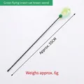 Green feather and pompom teaser cat wand toy with 55cm long wand for interactive play - Green Little Fly Cat Teaser