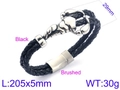 Pulsera de cuero trenzado negro para hombre con amuleto de escorpión plateado y cierre cepillado - Escorpión Plateado Cuero Trenzado Negro (KB99500-K)