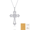 Silver 925 Moissanite cross pendant necklace with GRA certification on white background - Moissanite (With GRA Certificate)