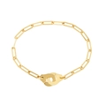 Bracciale minimalista con manette in acciaio inossidabile dorato 18k con catena graffetta - Bracciale Oro