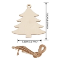 Christmas tree shaped wooden ornament with hanging jute rope and 7.8cm size measurements - Christmas Tree / 10 Pieces Pack