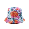 Detailed view of colorful tie-dye bucket hat with wide brim and vibrant digital print - Colorful Radial Tie Dye (04)