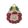Ciondolo Babbo Natale in smalto con cappello rosso e campanellino d'oro per bracciali - Stile Testa Babbo Natale (19582) / 1 Pezzo (22x18mm)
