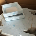 Blue gift box with white polka dots and Best Wishes text for hair accessories - Blue Polka Dot / 13x13x3cm