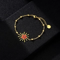 Macro shot of gold stainless steel beaded chain with red enamel evil eye star charm - Style 14 (Red Star)