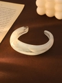 Elegant minimalist white marble texture resin open bangle with cloud-white finish - L157-3 Light Blue