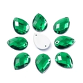 Cristalli acrilici a goccia verde smeraldo da cucire con base piatta in argento - 13x18mm Verde Scuro 50pz/Confezione