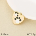 Ciondolo a cuore in metallo rosa con zampa di gatto e finitura oro, 15mm 1,5g - Stile Zampa Bianco e Nero a Forma di Cuore (KLJ10440-ZLA)