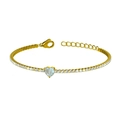 Bracelet tennis doré avec zircon bleu en forme de cœur et cristaux pavés - Aqua
