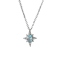 Collana vintage in argento 925 con ciondolo a stella, topazio blu e pietre in zircone - Oro Bianco