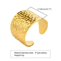 Detail view of 17.8mm wide hammered stainless steel ring with IP gold plating specs - One Size / Hammered Open Style(R-649) / Gold