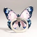 Front detail of butterfly phone ring holder with blue and pink artistic pattern - Pink Blue Black Spotted