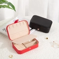 Portable double-layer jewelry box in red and black with multiple storage compartments - Double Layer PU Red / 16*11*5cm