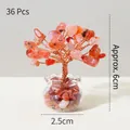 Miniature natural red agate crystal tree with gold wire and a 6cm glass base - 36 Crystals Red Agate (Mini Fish Tank)