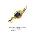 Copper butterfly pendant with oval blue stone and clear zircon on a gold wing - Blue Gemstone Wing Pendant (Style 10)