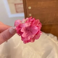 Pink realistic flower hair clip with layered petals and a crystal center accent - Small Camellia Hair Claw Tea Red