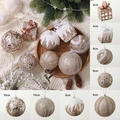 Set di palline di Natale oro champagne e bianco in varie dimensioni e texture fini - 6-10cm Misto / Oro Champagne Stile-A Set di 8