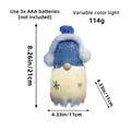 Gnome de Noël lumineux avec bonnet bleu tricoté à flocons et lumières LED colorées - Bleu