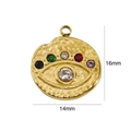 Detailansicht des 14mm Augenanhängers in Gold mit bunten Edelsteinen und klarem Hauptstein - 7001 Buntes Zirkonia Böses Auge