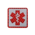 Red square reflective medic patch with Star of Life symbol and honeycomb texture - Red Square Reflective Sticker