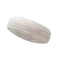 Close-up of cream white lace headband showing intricate floral patterns and breathable fabric - White