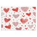Linen table mat with red heart patterns and black dots for Valentine decoration - Style 3