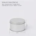 Silver round tin container for candles, 65x40mm seamless metal box with flat lid - Three-piece Flat Lid Empty Box / Silver