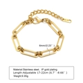 Verstellbares 6mm Edelstahl Gliederarmband in Goldoptik mit K18-Anhänger - BR-1218 (Büroklammer Gliederkette)
