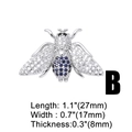 Detailed view of bee-shaped stainless steel jewelry component with sparkling zircon stones - Platinum Plated Copper / Zirconia / Blue Zircon Bee Charm