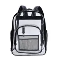 Durchsichtiger PVC Rucksack wasserdicht mit schwarzen Riemen für Schule und Reise - Groß / Schwarz