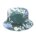 Tie-dye reversible bucket hat featuring ink green and light blue cloud patterns - M (56-58cm) / Blue and Green Tie-Dye