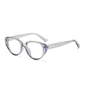 Occhiali vintage cat-eye anti luce blu con montatura trasparente e dettagli misura - Grigio fumo