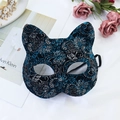 Blaue und schwarze Glitzer-Katzenmaske mit Barockmustern für Cosplay-Maskenbälle - Blau und Schwarz (Stil 2)