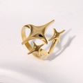 Minimalist gold-plated stainless steel ring featuring a unique triple star open design - Gold