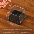Caja cuadrada negra de 50g con tapa transparente para mooncakes y pasteles pequeños - 50g Cuadrado / Negro