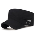 Men's breathable black quick-dry cadet cap with mesh side panels and adjustable strap - Adjustable / Black