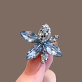 Elegant flower brooch with large blue crystals and colorful rhinestones in hand - 427# Leaf
