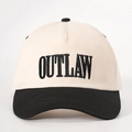 Casquette de baseball rétro avec broderie OUTLAW en beige et noir en sergé de coton - Réglable / Beige et Noir