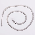 Detail of silver stainless steel flat snake chain with lobster clasp on white background - Steel Color Stripe Polka Dot