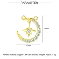 Parameter detail of gold star and moon pendant with cubic zirconia size measurements - Gold Moon & Star Style (YE006-2)