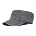 Berretto militare grigio scuro in cotone lavato con occhielli metallici traspiranti - Regolabile / Grigio
